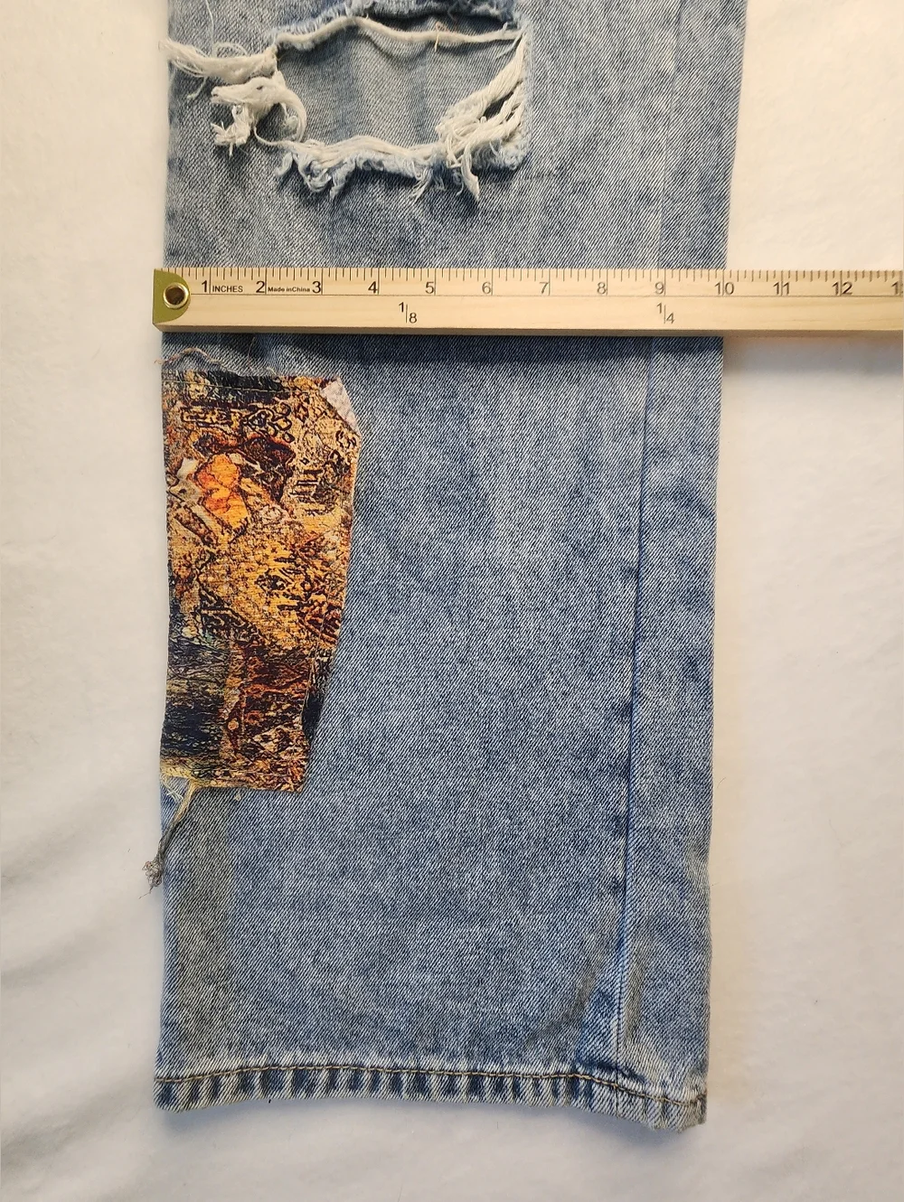 OH! Vintage Patchwork Womens Jeans Hippie Festival Concert High Waist Size XL - Picture 6 of 12